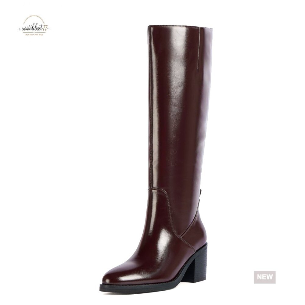 Knee High Boots Chunky Heel Rounded Toe Tall Boots Block Heel Fall